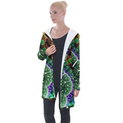 Digital Art Fractal Abstract Artwork 3d Floral Pattern Waves Vortex Sphere Nightmare Longline Hooded Cardigan by Cemarart