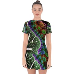 Digital Art Fractal Abstract Artwork 3d Floral Pattern Waves Vortex Sphere Nightmare Drop Hem Mini Chiffon Dress by Cemarart