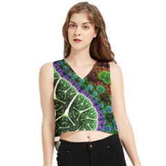 Digital Art Fractal Abstract Artwork 3d Floral Pattern Waves Vortex Sphere Nightmare V-neck Cropped Tank Top by Cemarart