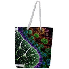 Digital Art Fractal Abstract Artwork 3d Floral Pattern Waves Vortex Sphere Nightmare Full Print Rope Handle Tote (large) by Cemarart