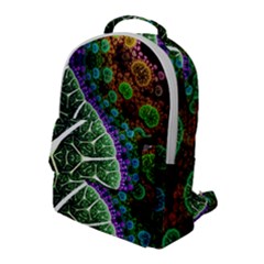 Digital Art Fractal Abstract Artwork 3d Floral Pattern Waves Vortex Sphere Nightmare Flap Pocket Backpack (large) by Cemarart