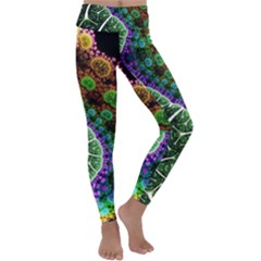 Digital Art Fractal Abstract Artwork 3d Floral Pattern Waves Vortex Sphere Nightmare Kids  Lightweight Velour Classic Yoga Leggings by Cemarart