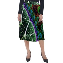 Digital Art Fractal Abstract Artwork 3d Floral Pattern Waves Vortex Sphere Nightmare Classic Velour Midi Skirt  by Cemarart