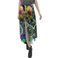 Digital Art Fractal Abstract Artwork 3d Floral Pattern Waves Vortex Sphere Nightmare Velour Split Maxi Skirt by Cemarart