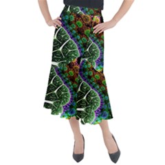 Digital Art Fractal Abstract Artwork 3d Floral Pattern Waves Vortex Sphere Nightmare Midi Mermaid Skirt by Cemarart