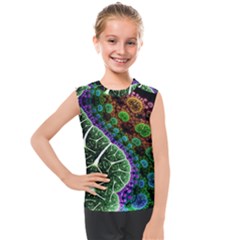 Digital Art Fractal Abstract Artwork 3d Floral Pattern Waves Vortex Sphere Nightmare Kids  Mesh Tank Top by Cemarart