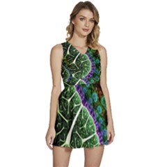 Digital Art Fractal Abstract Artwork 3d Floral Pattern Waves Vortex Sphere Nightmare Sleeveless High Waist Mini Dress by Cemarart