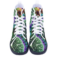 Digital Art Fractal Abstract Artwork 3d Floral Pattern Waves Vortex Sphere Nightmare Kid s High-top Canvas Sneakers by Cemarart