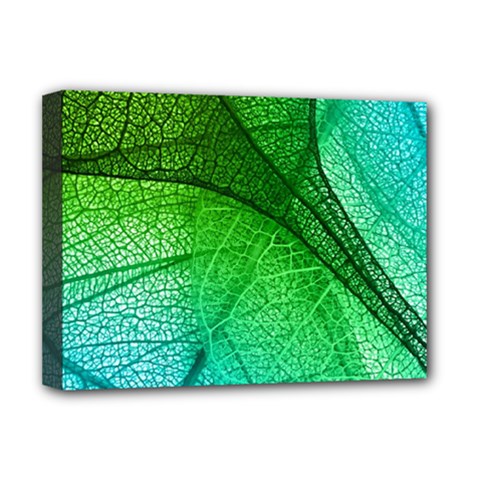 3d Leaves Texture Sheet Blue Green Deluxe Canvas 16  X 12  (stretched)  by Cemarart