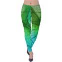 3d Leaves Texture Sheet Blue Green Velvet Leggings View1