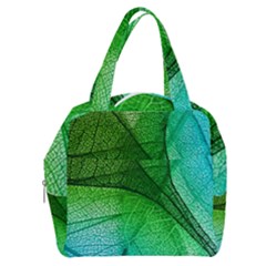 3d Leaves Texture Sheet Blue Green Boxy Hand Bag by Cemarart