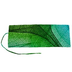 3d Leaves Texture Sheet Blue Green Roll Up Canvas Pencil Holder (s) by Cemarart