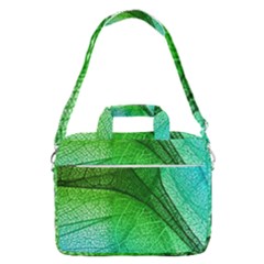 3d Leaves Texture Sheet Blue Green Macbook Pro 16  Shoulder Laptop Bag by Cemarart