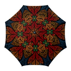 Fractal Floral Flora Ring Colorful Neon Art Golf Umbrellas by Cemarart