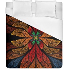 Fractal Floral Flora Ring Colorful Neon Art Duvet Cover (california King Size) by Cemarart