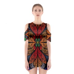 Fractal Floral Flora Ring Colorful Neon Art Shoulder Cutout One Piece Dress by Cemarart