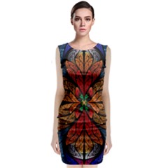 Fractal Floral Flora Ring Colorful Neon Art Classic Sleeveless Midi Dress by Cemarart