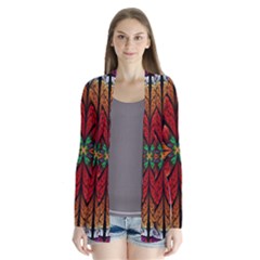 Fractal Floral Flora Ring Colorful Neon Art Drape Collar Cardigan by Cemarart