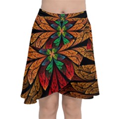 Fractal Floral Flora Ring Colorful Neon Art Chiffon Wrap Front Skirt by Cemarart