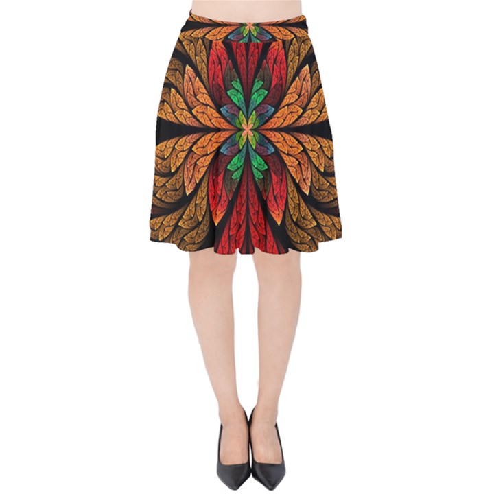 Fractal Floral Flora Ring Colorful Neon Art Velvet High Waist Skirt