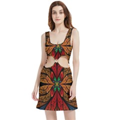 Fractal Floral Flora Ring Colorful Neon Art Velour Cutout Dress by Cemarart