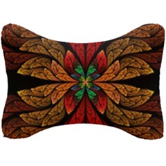 Fractal Floral Flora Ring Colorful Neon Art Seat Head Rest Cushion by Cemarart