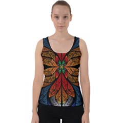 Fractal Floral Flora Ring Colorful Neon Art Velvet Tank Top by Cemarart