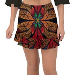 Fractal Floral Flora Ring Colorful Neon Art Fishtail Mini Chiffon Skirt by Cemarart