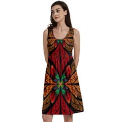 Fractal Floral Flora Ring Colorful Neon Art Classic Skater Dress by Cemarart