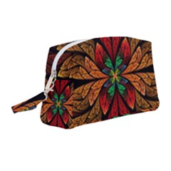 Fractal Floral Flora Ring Colorful Neon Art Wristlet Pouch Bag (medium) by Cemarart