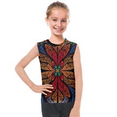 Fractal Floral Flora Ring Colorful Neon Art Kids  Mesh Tank Top by Cemarart