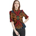 Fractal Floral Flora Ring Colorful Neon Art Frill Neck Blouse View1