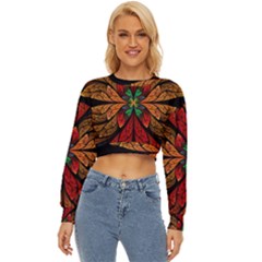 Fractal Floral Flora Ring Colorful Neon Art Lightweight Long Sleeve Sweatshirt by Cemarart