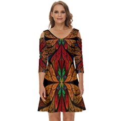 Fractal Floral Flora Ring Colorful Neon Art Shoulder Cut Out Zip Up Dress by Cemarart