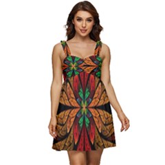 Fractal Floral Flora Ring Colorful Neon Art Ruffle Strap Babydoll Chiffon Dress by Cemarart