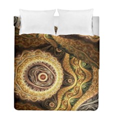 Fractal Floral Ornament Wave Vintage Retro Duvet Cover Double Side (full/ Double Size) by Cemarart