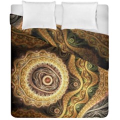 Fractal Floral Ornament Wave Vintage Retro Duvet Cover Double Side (california King Size) by Cemarart