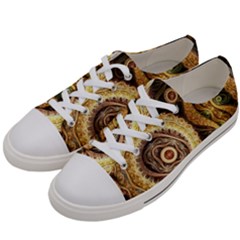 Fractal Floral Ornament Wave Vintage Retro Men s Low Top Canvas Sneakers by Cemarart