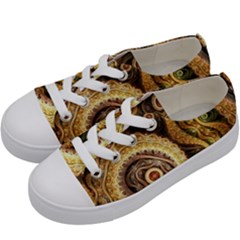 Fractal Floral Ornament Wave Vintage Retro Kids  Low Top Canvas Sneakers by Cemarart