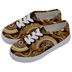 Fractal Floral Ornament Wave Vintage Retro Kids  Classic Low Top Sneakers by Cemarart