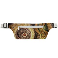 Fractal Floral Ornament Wave Vintage Retro Active Waist Bag by Cemarart