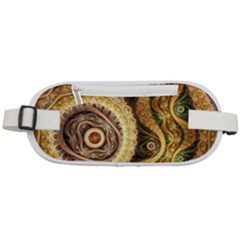 Fractal Floral Ornament Wave Vintage Retro Rounded Waist Pouch by Cemarart