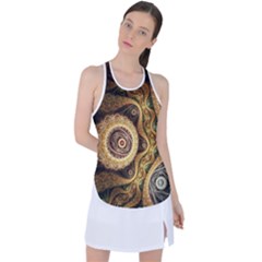 Fractal Floral Ornament Wave Vintage Retro Racer Back Mesh Tank Top by Cemarart