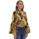 Fractal Floral Ornament Wave Vintage Retro Boho Long Bell Sleeve Top View3