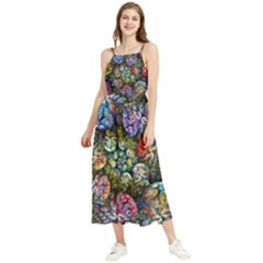 Floral Fractal 3d Art Pattern Boho Sleeveless Summer Dress by Cemarart