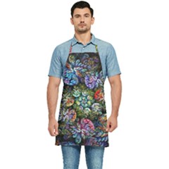 Floral Fractal 3d Art Pattern Kitchen Apron by Cemarart