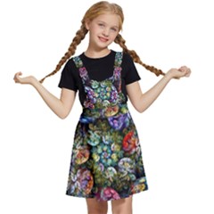 Floral Fractal 3d Art Pattern Kids  Apron Dress by Cemarart