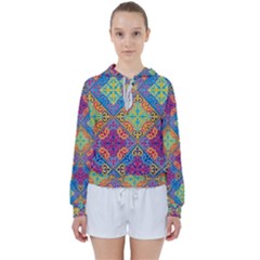 Colorful Flora Flora Kazakh Pattern Women s Tie Up Sweat by Cemarart