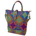 Colorful Flora Flora Kazakh Pattern Buckle Top Tote Bag View1