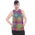 Colorful Flora Flora Kazakh Pattern Men s Sleeveless Hoodie View1